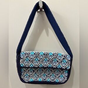 NWT America & Beyond Navy Blue floral Patterned purse